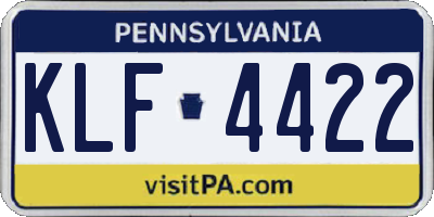 PA license plate KLF4422