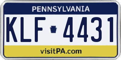 PA license plate KLF4431