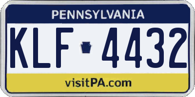 PA license plate KLF4432