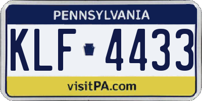 PA license plate KLF4433