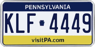 PA license plate KLF4449