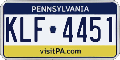 PA license plate KLF4451