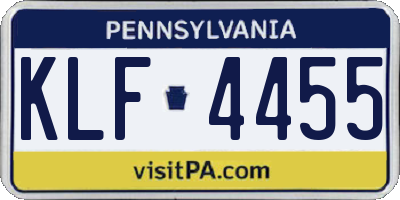 PA license plate KLF4455