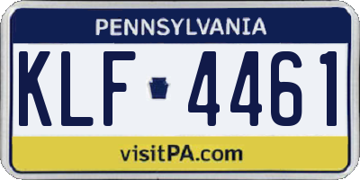 PA license plate KLF4461