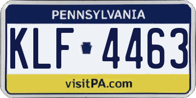 PA license plate KLF4463