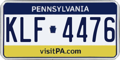 PA license plate KLF4476