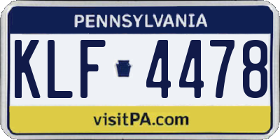 PA license plate KLF4478