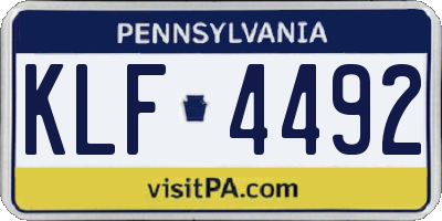 PA license plate KLF4492