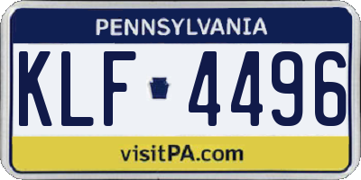 PA license plate KLF4496