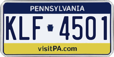 PA license plate KLF4501