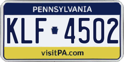 PA license plate KLF4502
