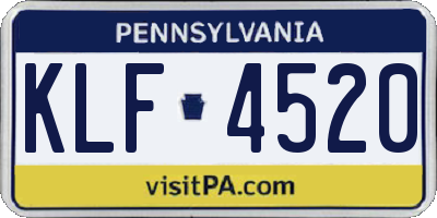 PA license plate KLF4520