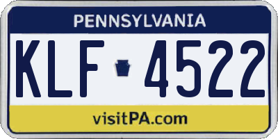 PA license plate KLF4522