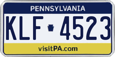 PA license plate KLF4523