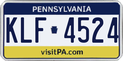 PA license plate KLF4524