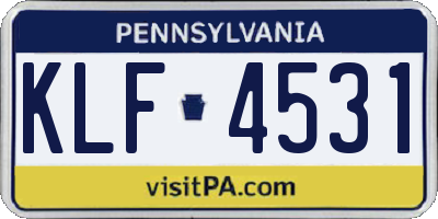 PA license plate KLF4531