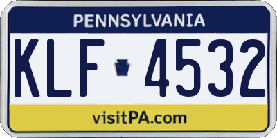 PA license plate KLF4532