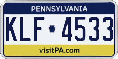 PA license plate KLF4533