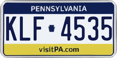 PA license plate KLF4535