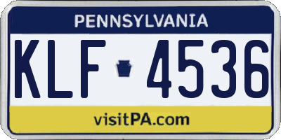 PA license plate KLF4536