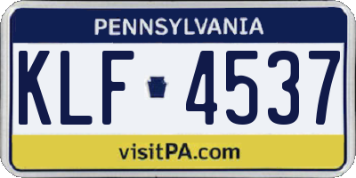 PA license plate KLF4537