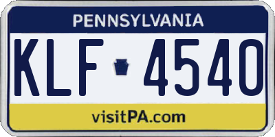 PA license plate KLF4540