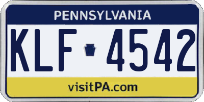 PA license plate KLF4542