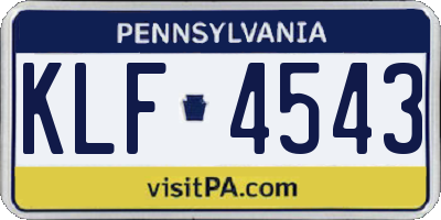 PA license plate KLF4543