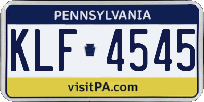 PA license plate KLF4545