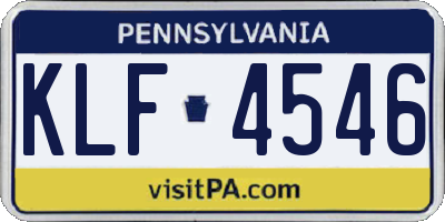 PA license plate KLF4546
