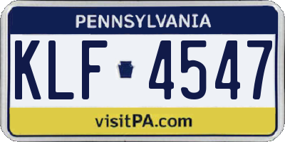 PA license plate KLF4547