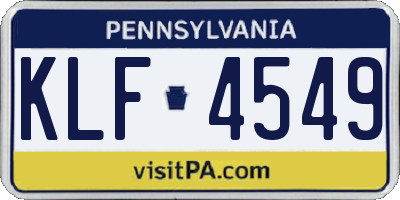 PA license plate KLF4549