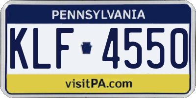 PA license plate KLF4550