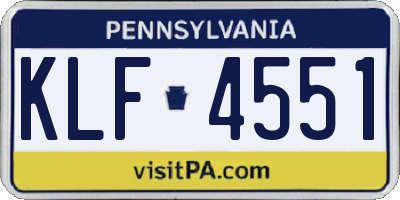 PA license plate KLF4551