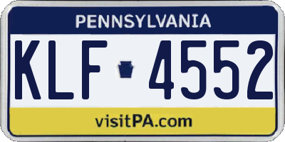 PA license plate KLF4552