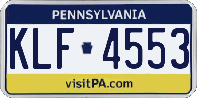 PA license plate KLF4553