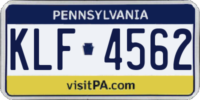 PA license plate KLF4562