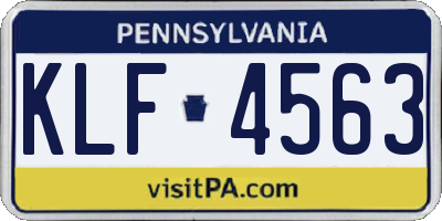 PA license plate KLF4563