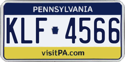 PA license plate KLF4566