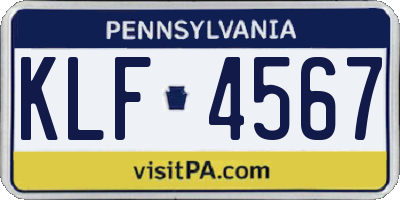 PA license plate KLF4567