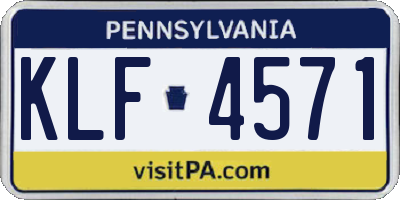 PA license plate KLF4571