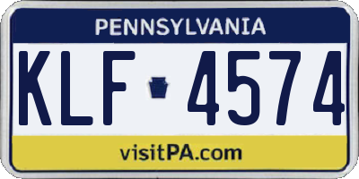 PA license plate KLF4574