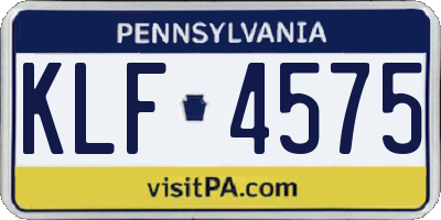 PA license plate KLF4575