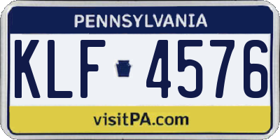 PA license plate KLF4576