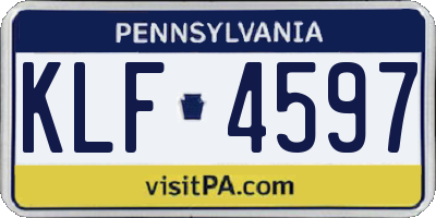 PA license plate KLF4597