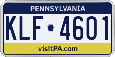 PA license plate KLF4601