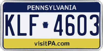 PA license plate KLF4603