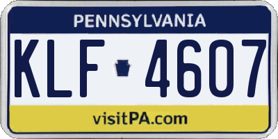 PA license plate KLF4607