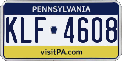 PA license plate KLF4608