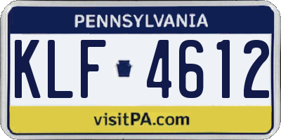 PA license plate KLF4612